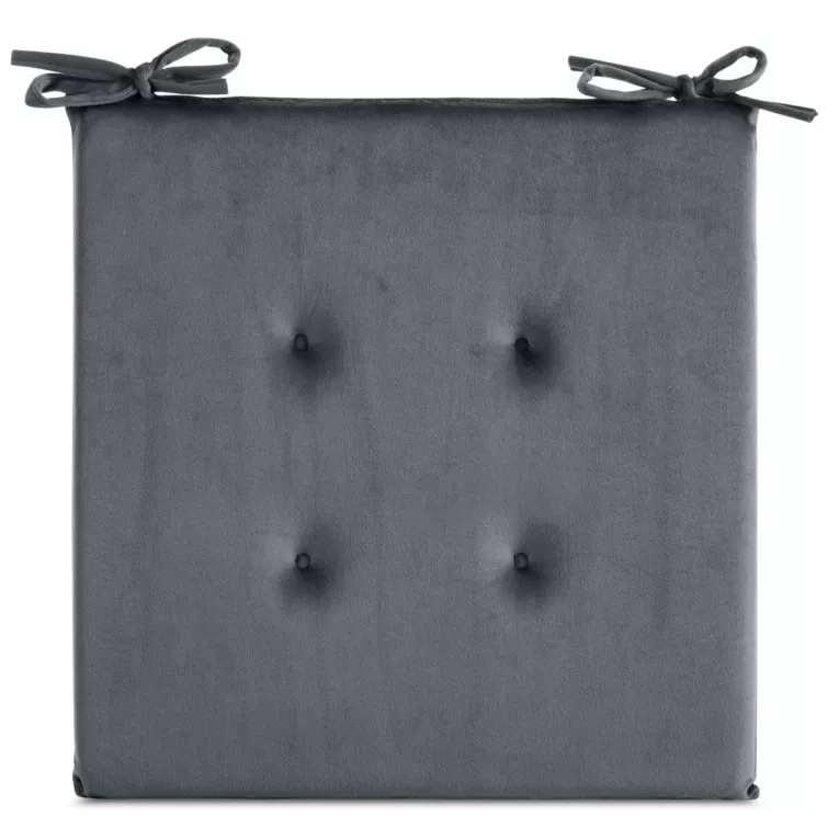 Poduszka na krzesło 40 x 40 x 3 cm welwetowa stalowa z ozdobnym pikowaniem i praktycznymi troczkami GAJA Eurofirany