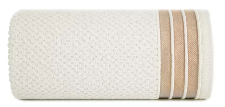 Ręcznik kąpielowy 70x140 cm bawełniany kolor kremowy w pasy 500 g/m2 MADLEN Eurofirany