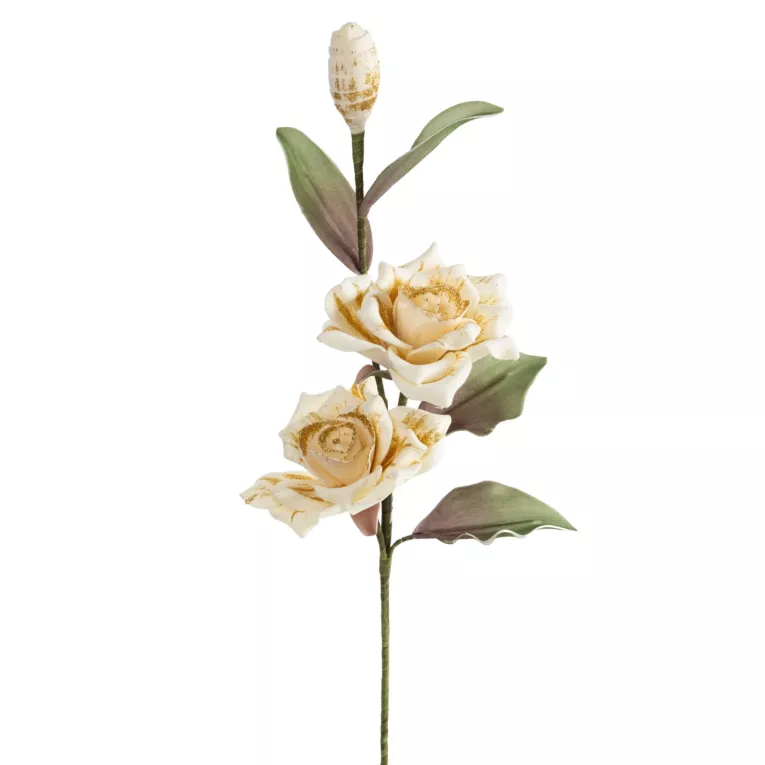 Kwiat sztuczny kremowy z plastycznej pianki foamiran 90 cm Eurofirany
