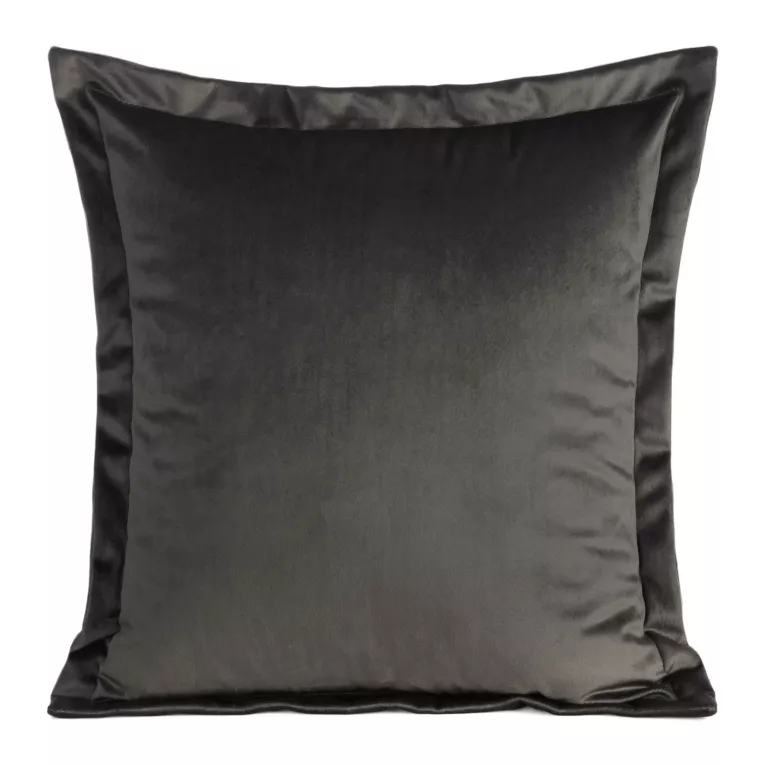 Poszewka na poduszkę 45x45 cm welwetowa z ozdobnymi brzegami grafitowa RIA DIVA LINE Eurofirany