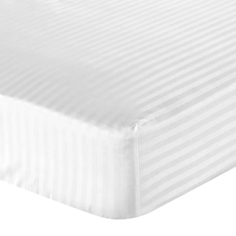 Prześcieradło w pasy z gumką 120x200 cm z bawełny kolor biały 125 g/m2 Eurofirany