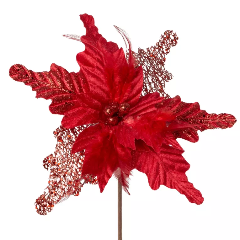 Kwiat świąteczny z dwóch rodzajów tkanin Eurofirany