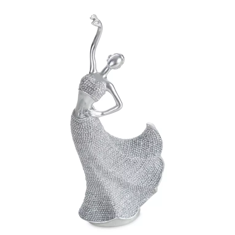 Figurka srebrna w kształcie baletnicy o drobnym strukturalnym wzorze 8x5x20 cm ELDO Eurofirany