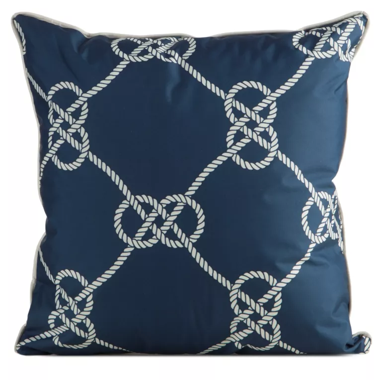 Poszewka na poduszkę 45x45 cm z tkaniny wodoodpornej na taras oraz balkon w stylu marynistycznym granatowo, biała GARDEN Eurofirany