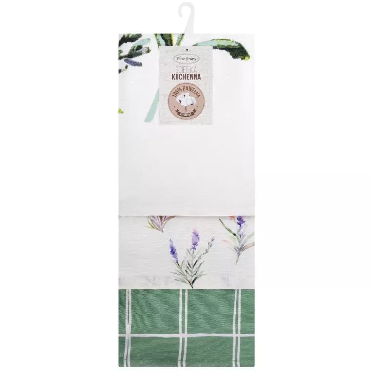 Komplet ściereczek kuchennych  3szt 50x75 cm bawełniany kolor naturalny,zielony 200 g/m2 LAVENDER Eurofirany