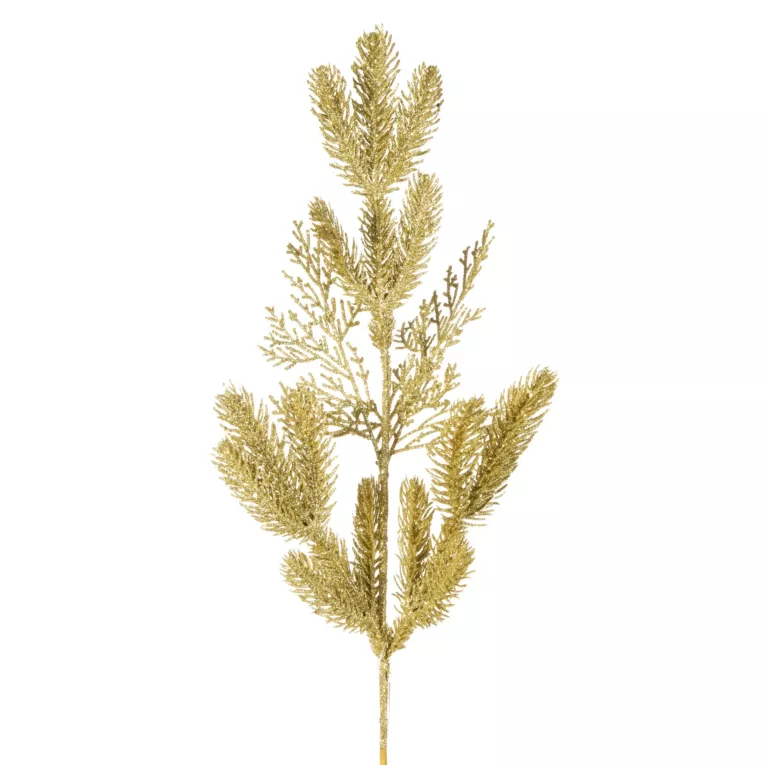 Złota gałązka świerk ozdobny na choinkę wianek 50 cm Eurofirany
