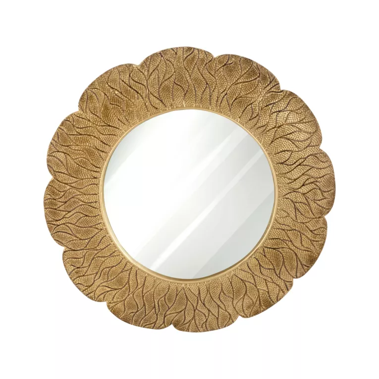 Lustro w ceramicznej złotej ramie z wytłoczeniami Eurofirany