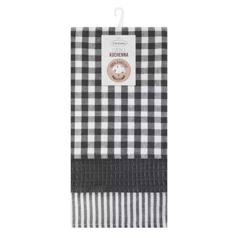 Komplet ściereczek kuchennych  3szt 50x75 cm bawełniany kolor biały,stalowy 200 g/m2  LUCY Eurofirany
