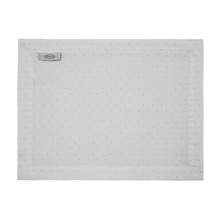 Komplet serwet 4 szt biały 30x40 cm ELIZA zdobionych srebrną błyszczącą nicią z elegancką listwą