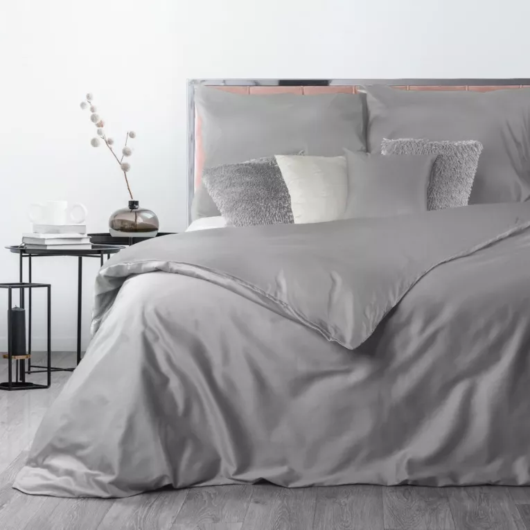 Pościel 160x200 cm gładka z makosatyny bawełnianej kolor jasnoszary DELIA Reina Line Eurofirany