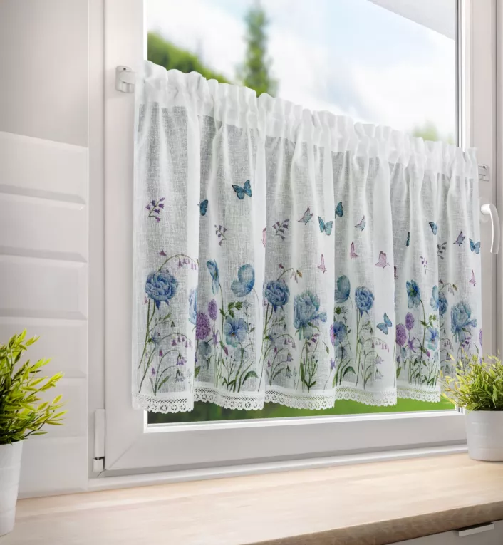 Zazdrostka biała ZOJA w stylu prowansalskim z koronką z etaminy Eurofirany