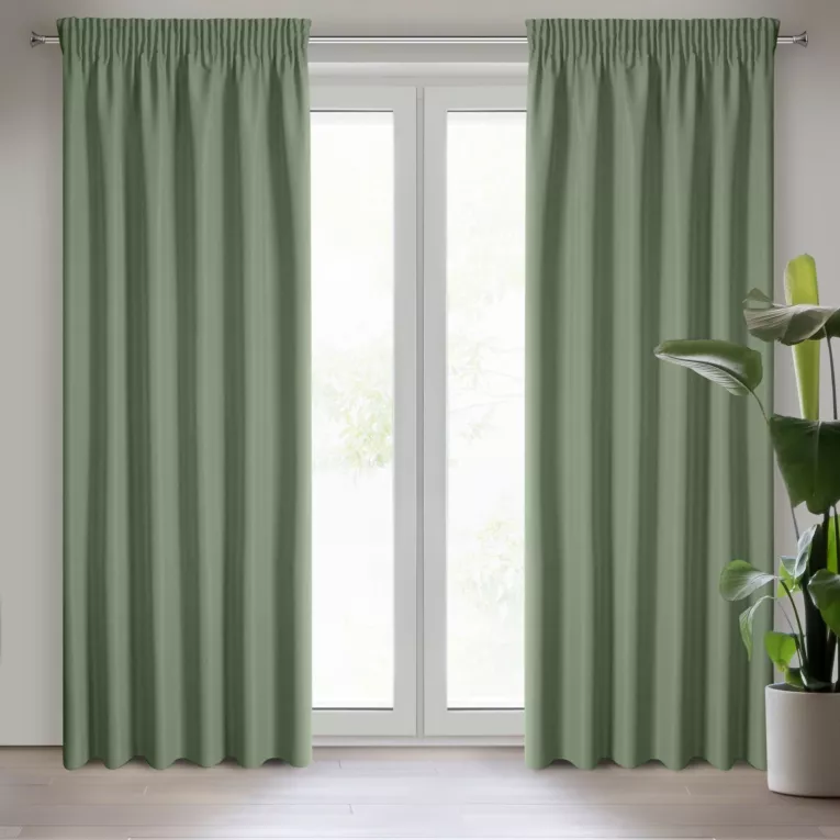 Zasłona oliwkowa z matowej gładkiej tkaniny 140x270 cm taśma RITA Eurofirany