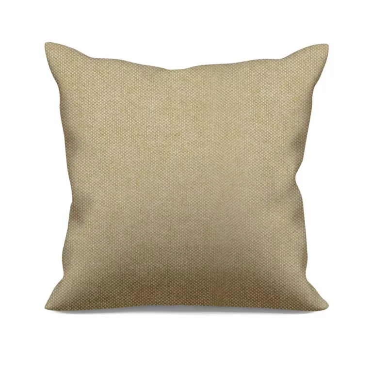 Poszewka szyta beżowa miękka, szenilowa tkanina o wyraźnym splocie i delikatnym połysku