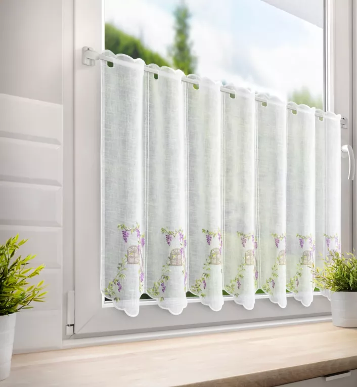 Tkanina firanowa zazdrostka z etaminy z haftem winogron Eurofirany