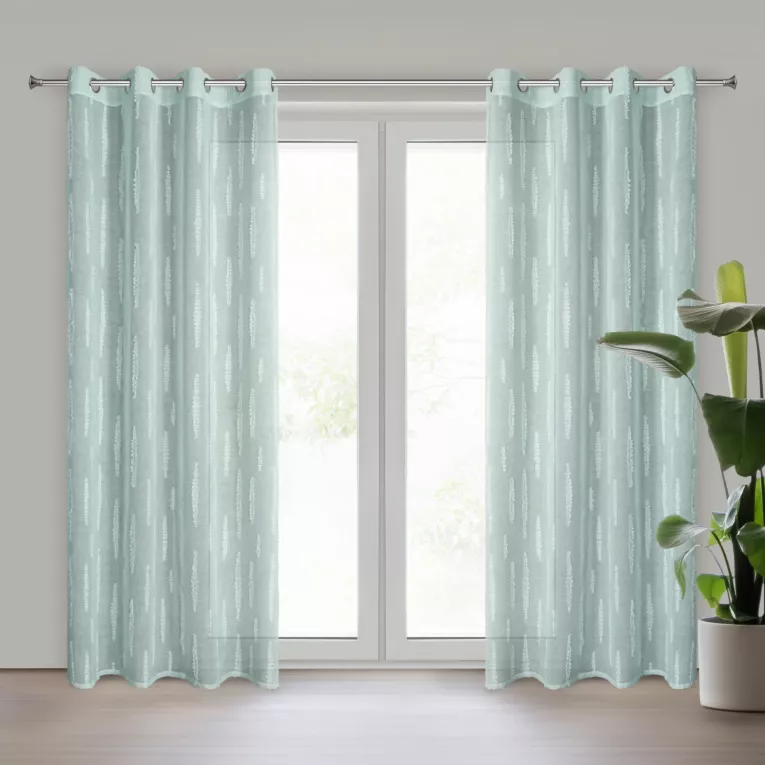 Firana miętowa zdobiona aplikacją 140x250 cm przelotka ALENI Eurofirany