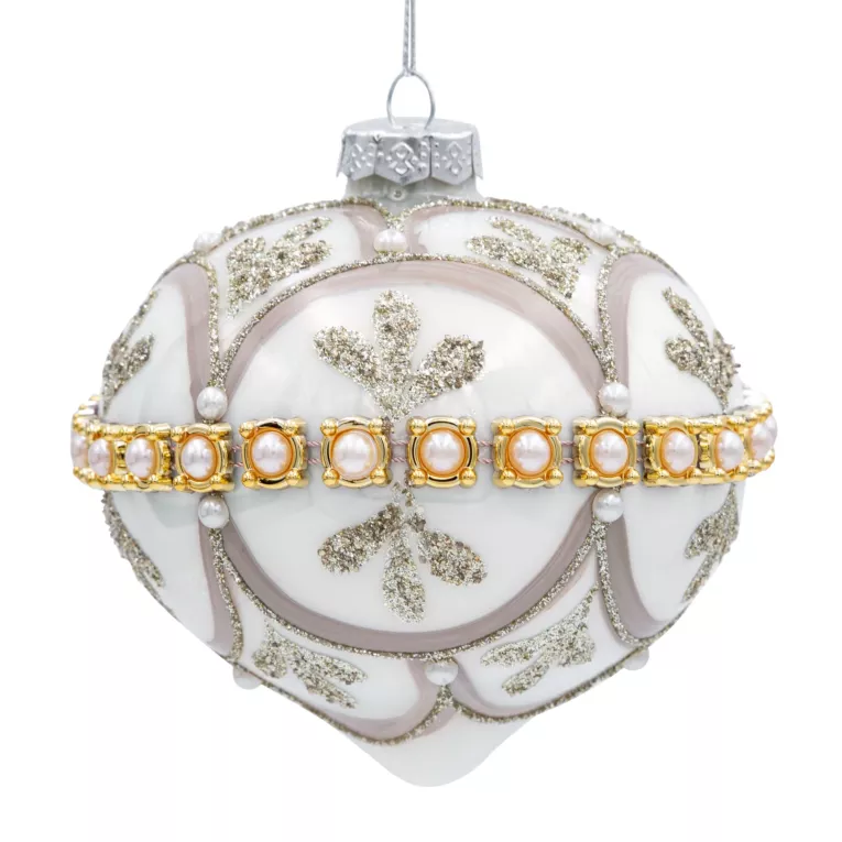 Klasyczna bombka choinkowa ręcznie zdobiona perełkami Eurofirany