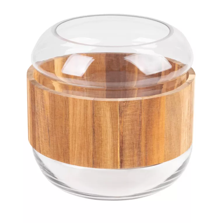 Wazon dekoracyjny GRACE 2 brązowy z dodatkiem drewna i szkła Eurofirany