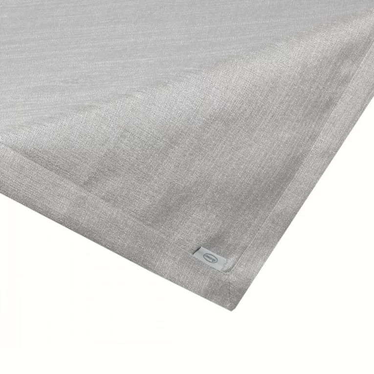 Bieżnik na stół srebrny 85x85 cm z tkaniny przypominającej płótno STELLA 2 z podwójną listwą na brzegach