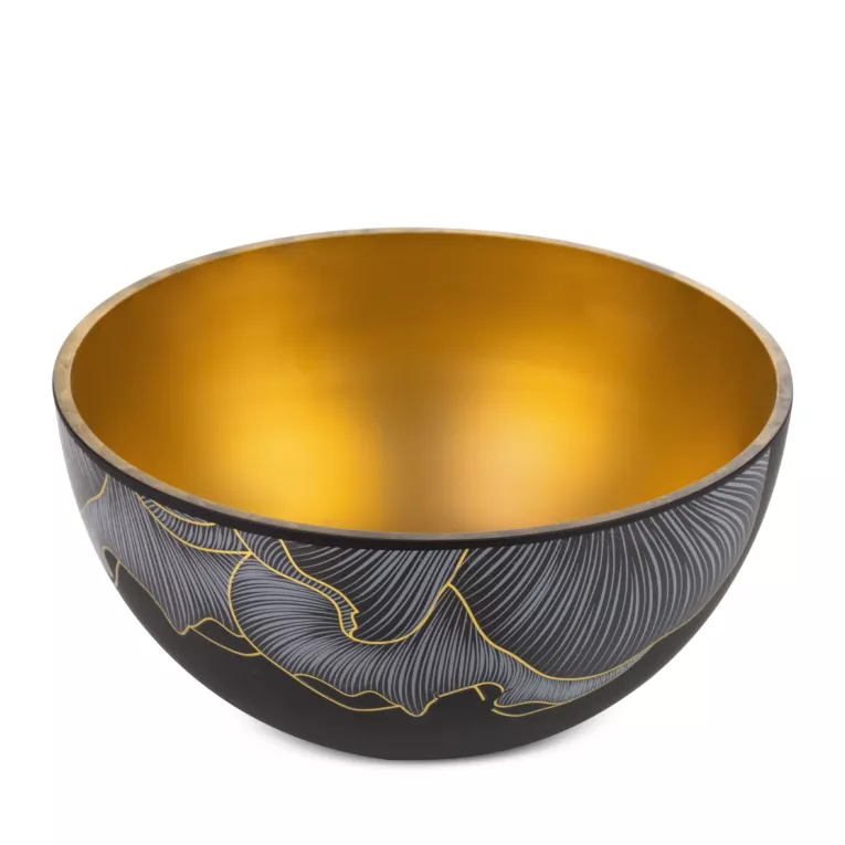 Misa dekoracyjny PEONIA 1 czarno-złota szklany z motywem kwiatowym Limited Collection Eurofirany