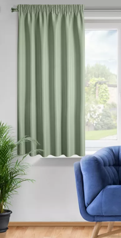 Zasłona oliwkowa z matowej gładkiej tkaniny 140x175 cm taśma - RITA Eurofirany