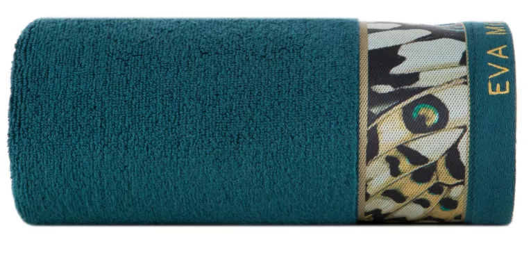 Ręcznik do rąk 30x50 cm bawełniany kolor ciemnoturkusowy z designerską bordiurą 500 g/m2 EVA 15 Eva Minge Eurofirany