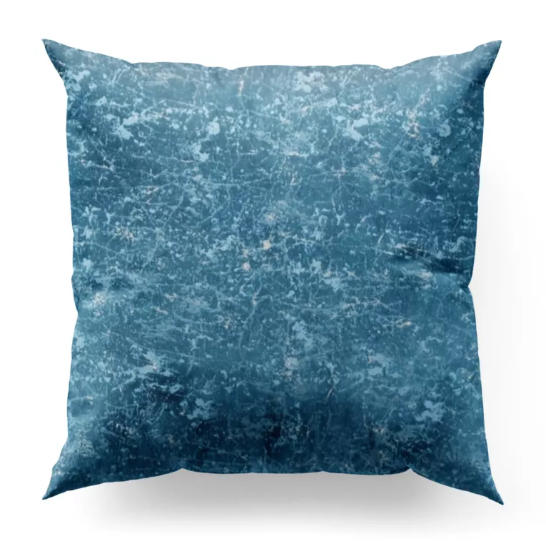Poszewka szyta ciemnoniebieska miękka tkanina welwetowa, ze złotym marmurowym nadrukiem