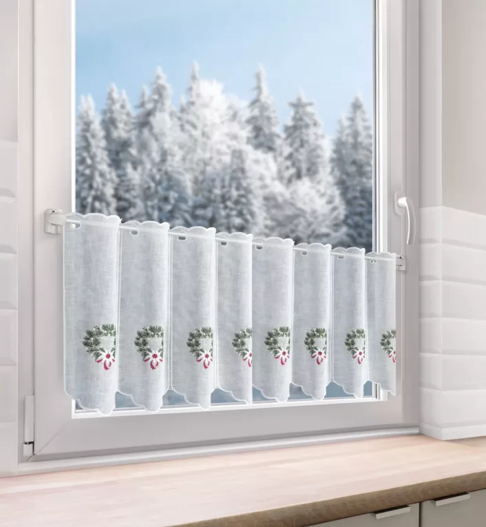 Tkanina firanowa zazdrostka z haftem świątecznym Eurofirany