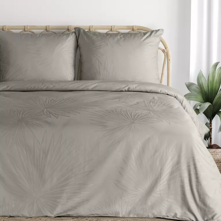 Pościel 220x200 cm bawełniana kolor szarobeżowy z żakardowym wzorem NIKOL Eurofirany