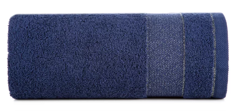 Ręcznik kąpielowy 50x90 cm bawełniany kolor granatowy z ozdobną bordiurą 500 g/m2 NESSY Eurofirany