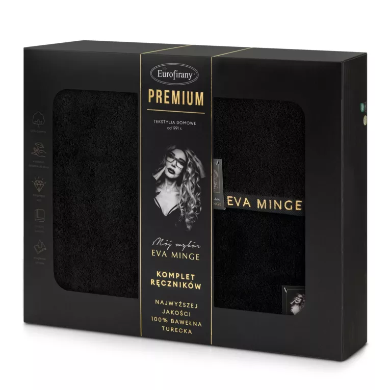 Zestaw ręczników bawełnianych 3 szt kolor czarny 550 g/m2 VENUS Eva Minge Eurofirany