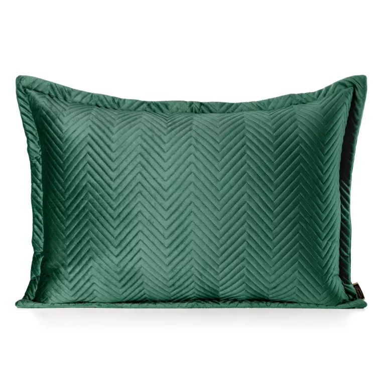 Poszewka na poduszkę 50x70 cm welwetowa pikowana w jodełkę metodą hot press ciemnozielona SOFIA EUROFIRANY PREMIUM