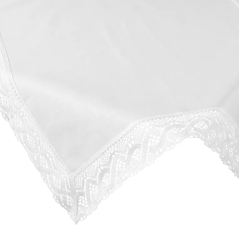 Obrus na stół 85x85 cm biały zdobiony koronką - SUSAN - Eurofirany