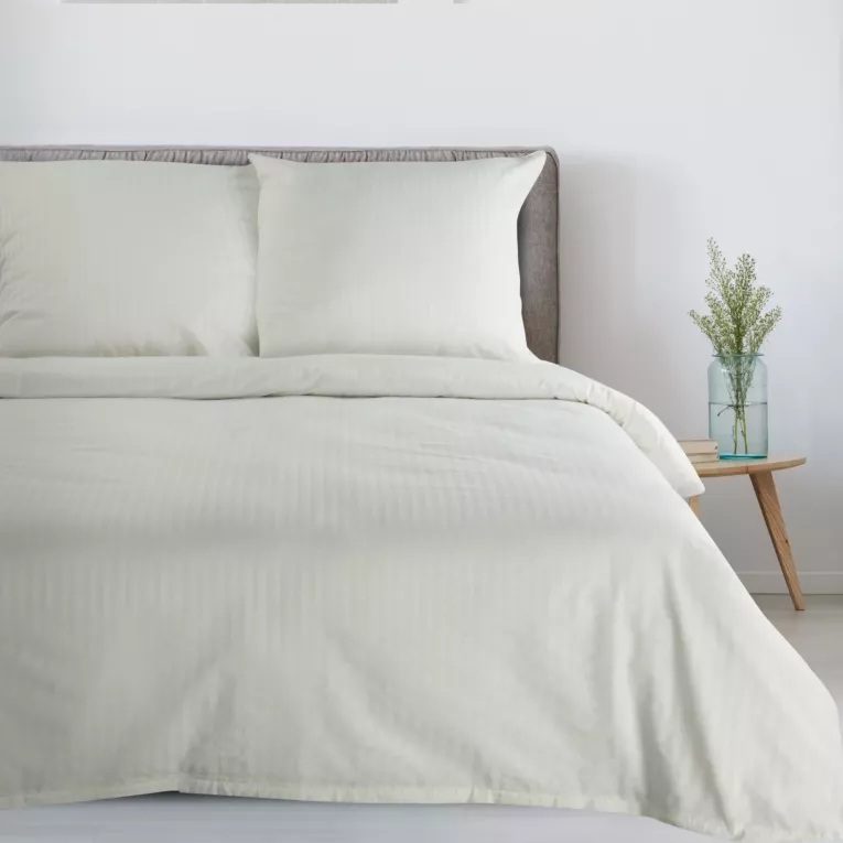 Pościel 160x200 cm z bawełną kolor kremowy w drobne paseczki Eurofirany