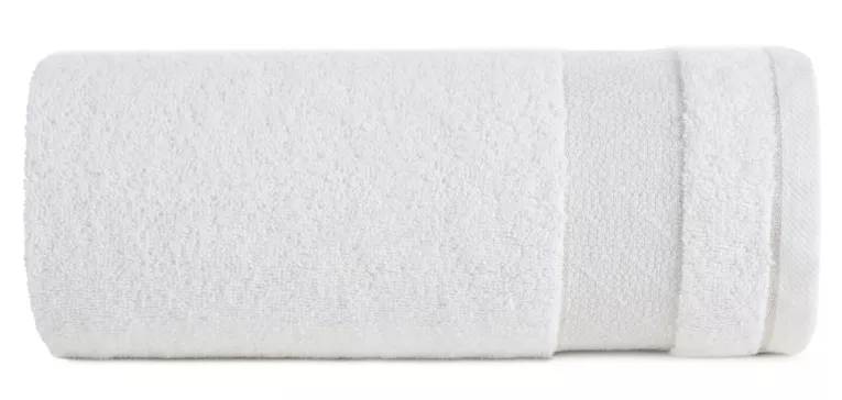 Ręcznik kąpielowy 70x140 cm bawełniany kolor biały z ozdobną bordiurą 500 g/m2 NESSY Eurofirany