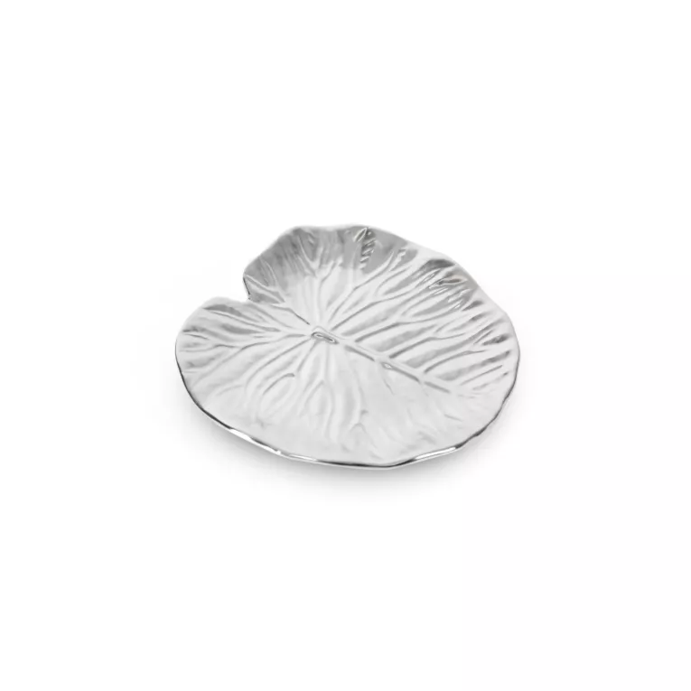 Patera dekoracyjna KALINA srebrna liść nenufaru Eurofirany