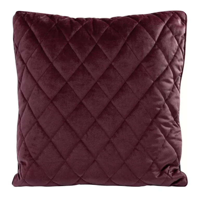 Poszewka na poduszkę 45x45 cm welwetowa pikowana we wzór karo z ozdobną wypustką na brzegach bordowa VELVET 27 EUROFIRANY PREMIUM