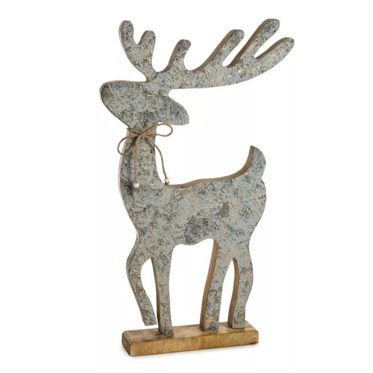 RENIFER drewniana figurka świąteczna drewniana z błyszczącymi akcentami Eurofirany