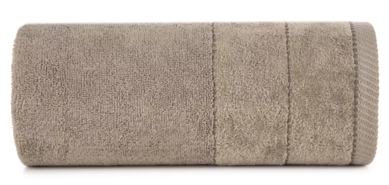 Ręcznik kąpielwoy 50x90 cm bawełniany kolor jasnobrązowy z welurową bordiurą 500 g/m2 ELZA Eurofirany