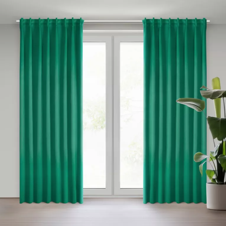 Zasłona ciemnozielona zaciemniająca 140x300 cm taśma imitująca flex MILAN Eurofirany