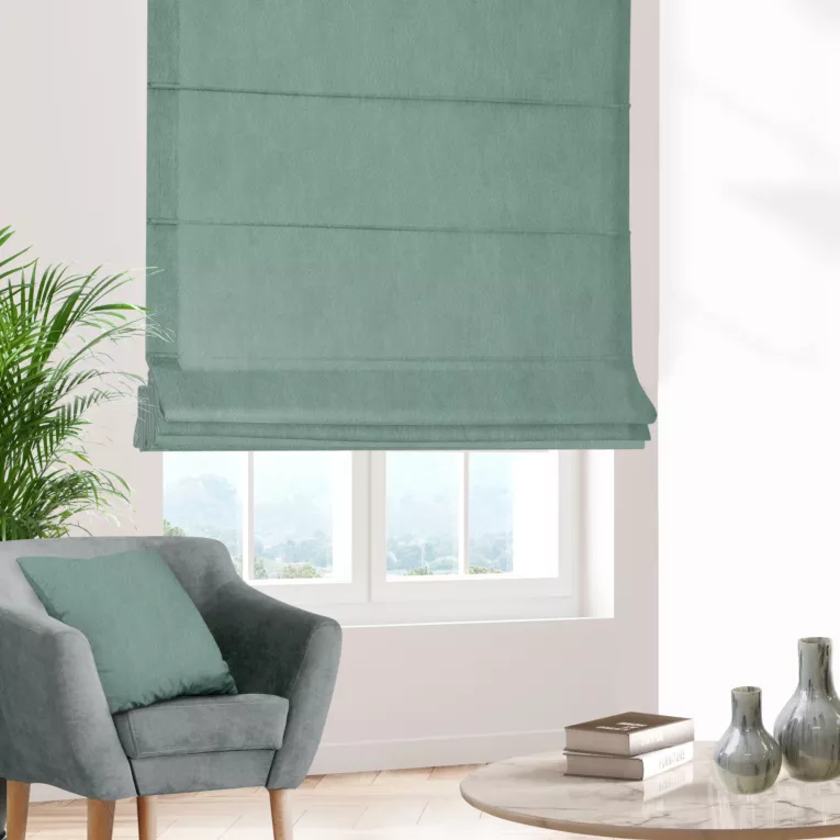 Roleta rzymska AMAYA miętowa z jednokolorowej gładkiej tkaniny