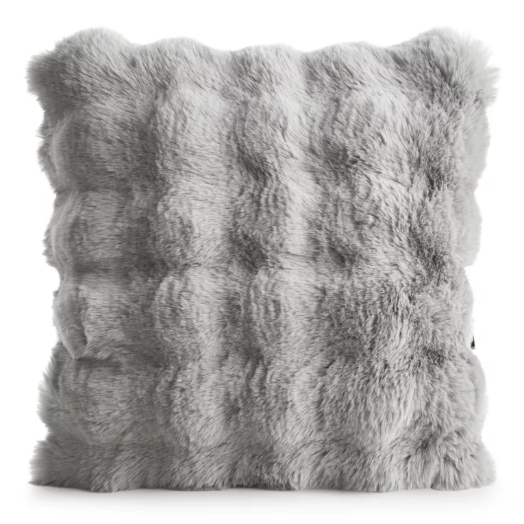 Poszewka na poduszkę 45x45 cm z futerka kolor srebrny zdobiona efektem 3D LILY Eurofirany