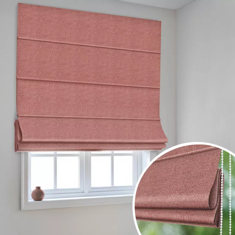 Roleta rzymska ceglasta z tkaniny typu dimout o średnim stopniu zaciemnienia