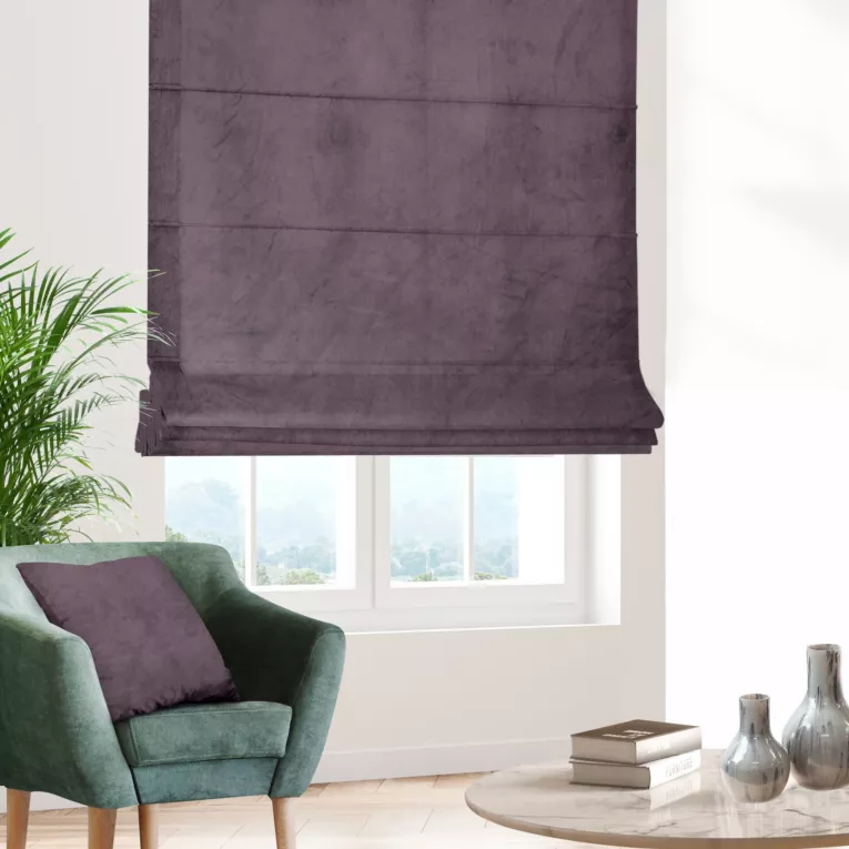 Roleta rzymska WALDO ciemnobrązowa ze szlachetnej grubej tkaniny welwetowej o gramaturze 400g/m2