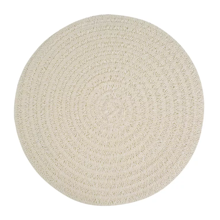 Podkładka okrągła na stół kremowa średnica 38 cm BOHO 9 pleciona z wzorem