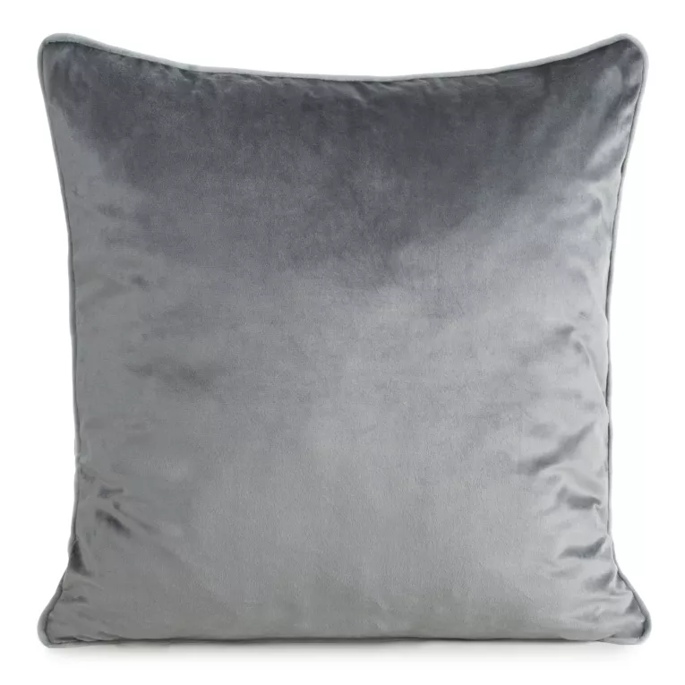 Poszewka na poduszkę 45x45 cm welwetowa o delikatnym połysku z ozdobną lamówką stalowa GAJA 2 Eurofirany