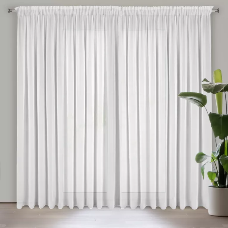 Firana biała z gładkiej matowej tkaniny szyfonowej 350x270 cm taśma DALIA Eurofirany