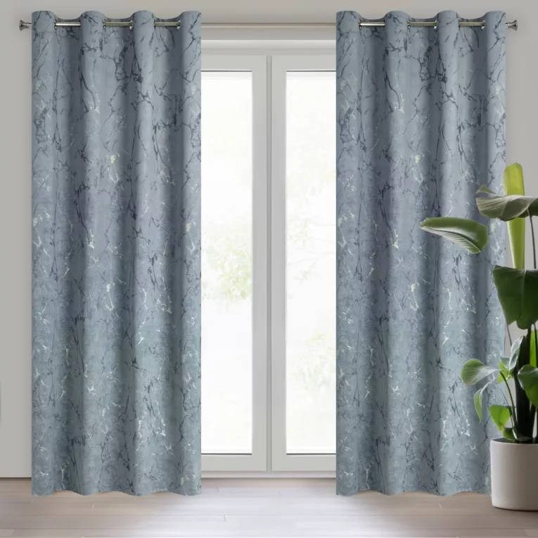 Zasłona ciemnoszaro, grafitowa z marmurkowym wzorem, welwetowa 140x250 cm przelotka WERA Eurofirany