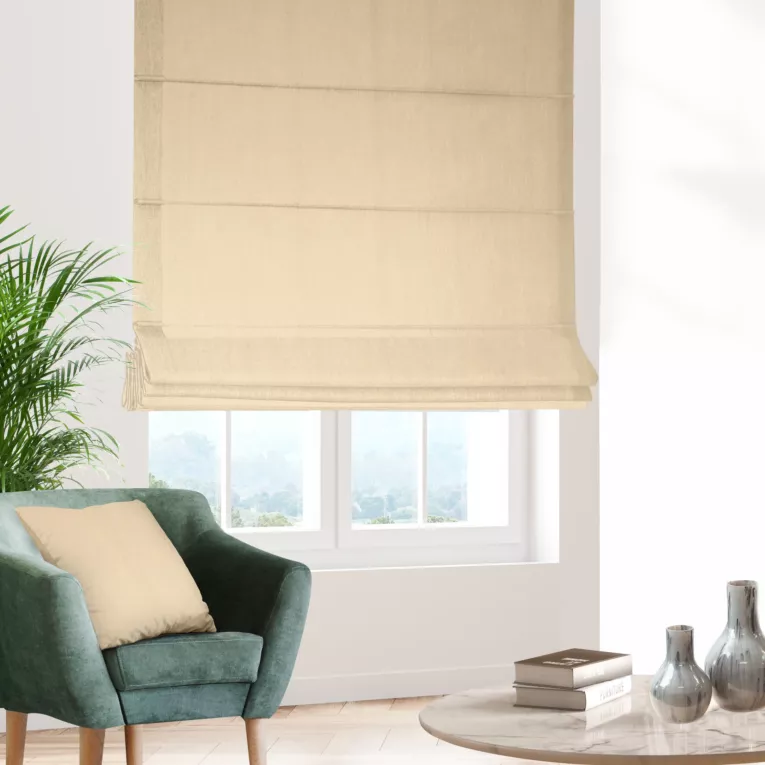 Roleta rzymska szampańska z tkaniny strukturalnej z delikatnym połyskiem