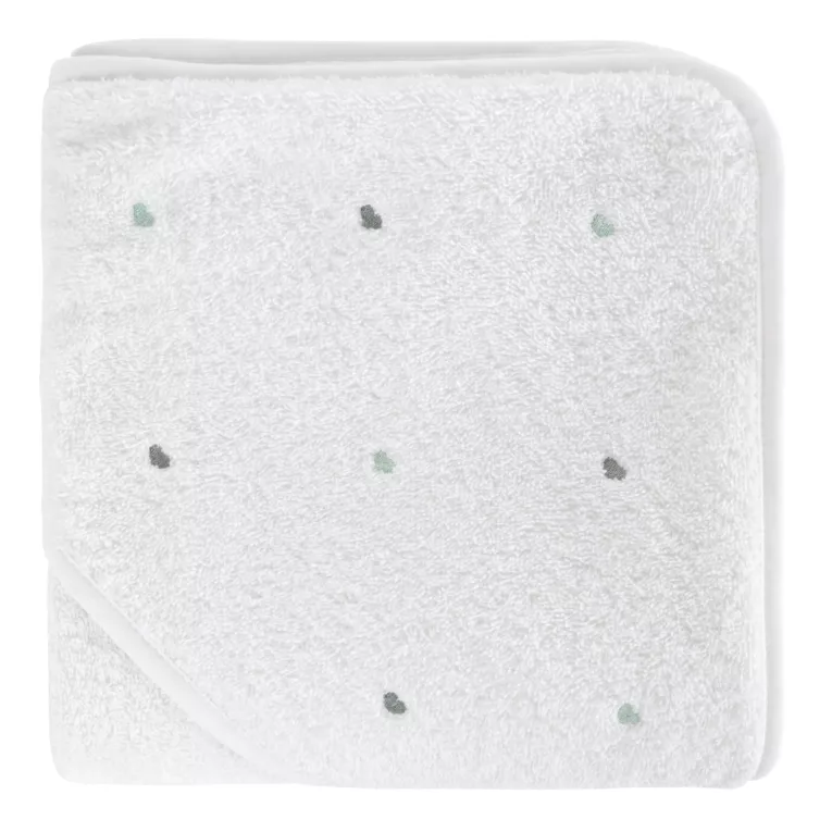 Ręcznik kąpielowy dziecięcy 100x100 cm bawełniany kolor biały,miętowy z kapturem i haftem serduszek 400 g/m2 BABY 60 Eurofirany