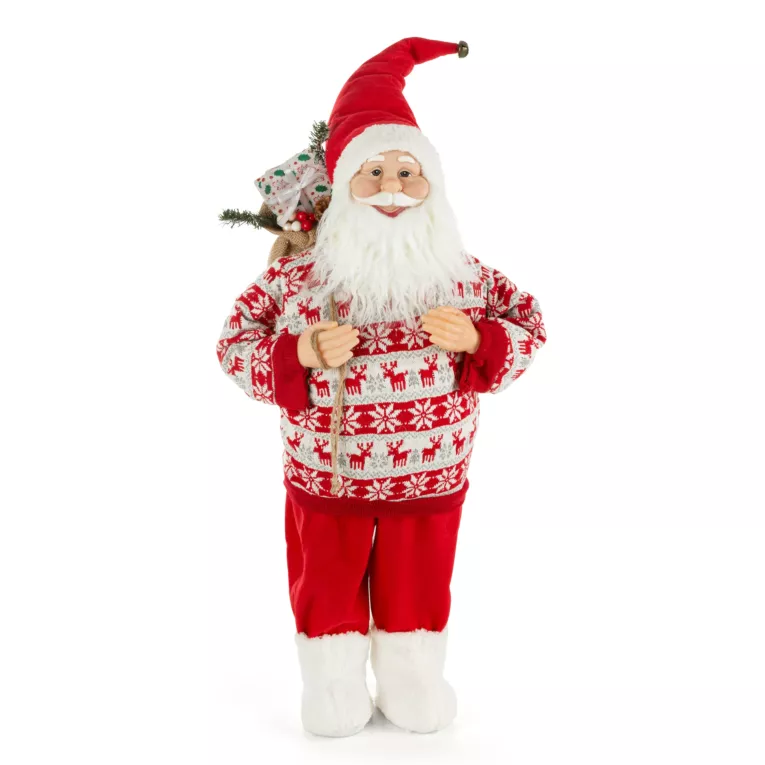 Figurka dekoracyjna Mikołaj z latarnią w sweterku 80 cm Eurofirany